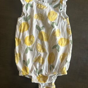 Carter's White Romper with Yellow Lemon Print